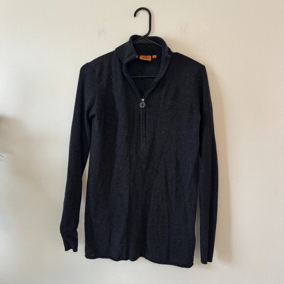 TORY BURCH 1/2 Zip Wool Cashmere Sweater with Gold Hardware - Picture 1 of 9